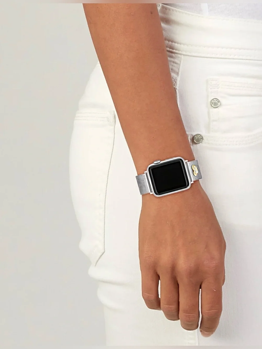 Coach Silver-Tone Stainless Steel Mesh Bracelet for 38/40/41mm Apple Watch